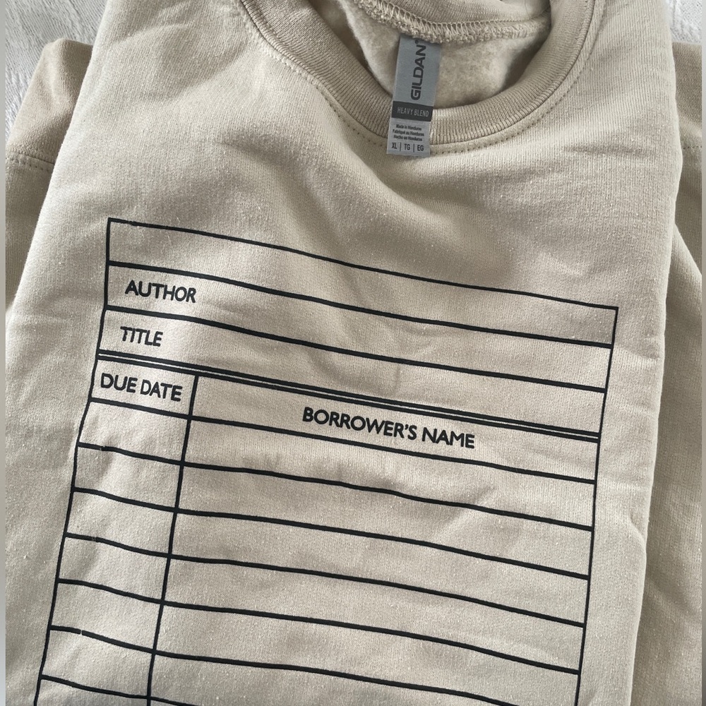 XL Library Card Crewneck *perfect for teacher, book lover, or librarian*